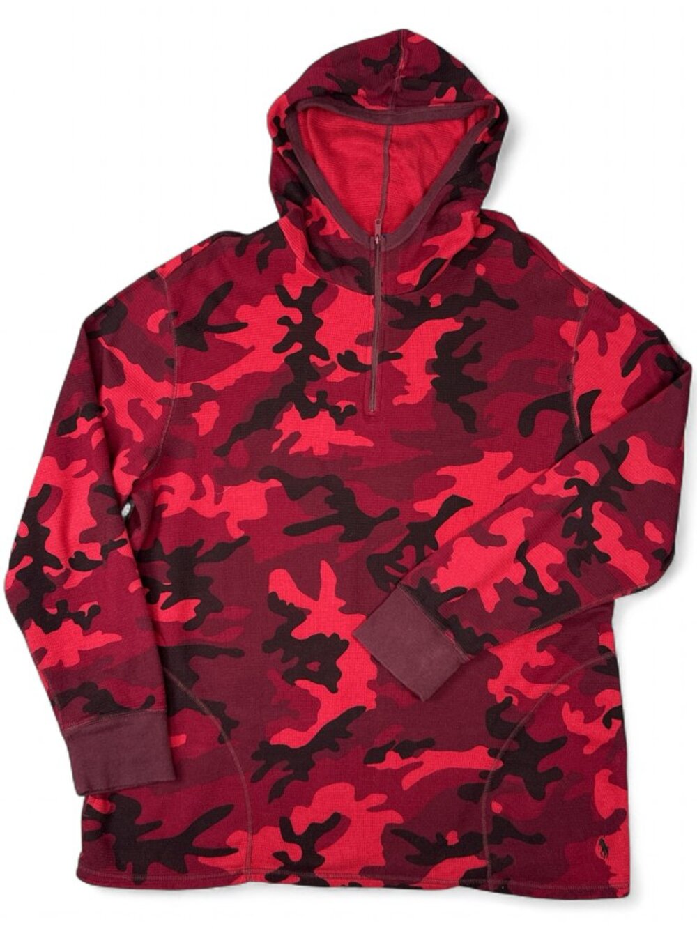 Polo Ralph Lauren Camo Quarter Zip Hoodie XL Waffle Knit Cotton